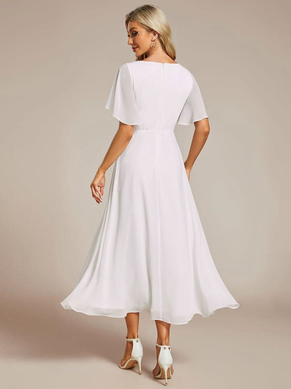 ever DAHLIA|Short Sleeve V Neck Knee Length Mother of the Bride Dress