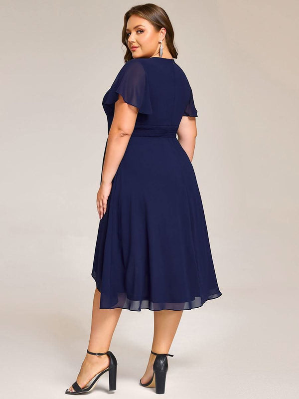 ever CATALEYA|Short Sleeve Ruffled V-Neck Floral Printed Midi Wedding Guest Dress
