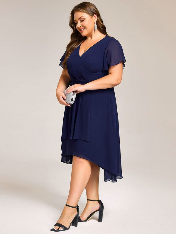 ever CATALEYA|Short Sleeve Ruffled V-Neck Floral Printed Midi Wedding Guest Dress