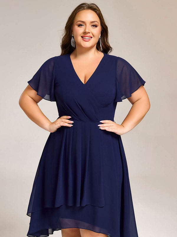 ever CATALEYA|Short Sleeve Ruffled V-Neck Floral Printed Midi Wedding Guest Dress