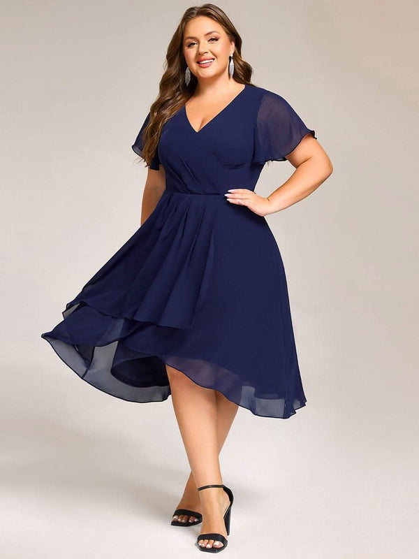 ever CATALEYA|Short Sleeve Ruffled V-Neck Floral Printed Midi Wedding Guest Dress