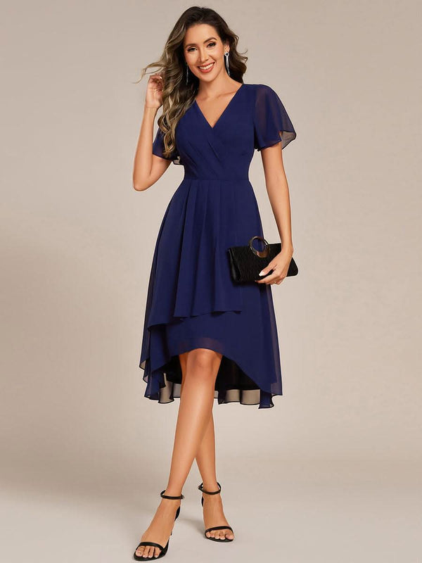 ever CATALEYA|Short Sleeve Ruffled V-Neck Floral Printed Midi Wedding Guest Dress