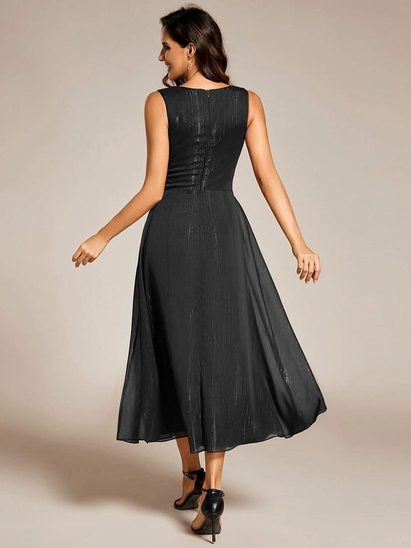 ever EMBER|Glitter Twist Knot See-Through Long Sleeve Wedding Guest Dress