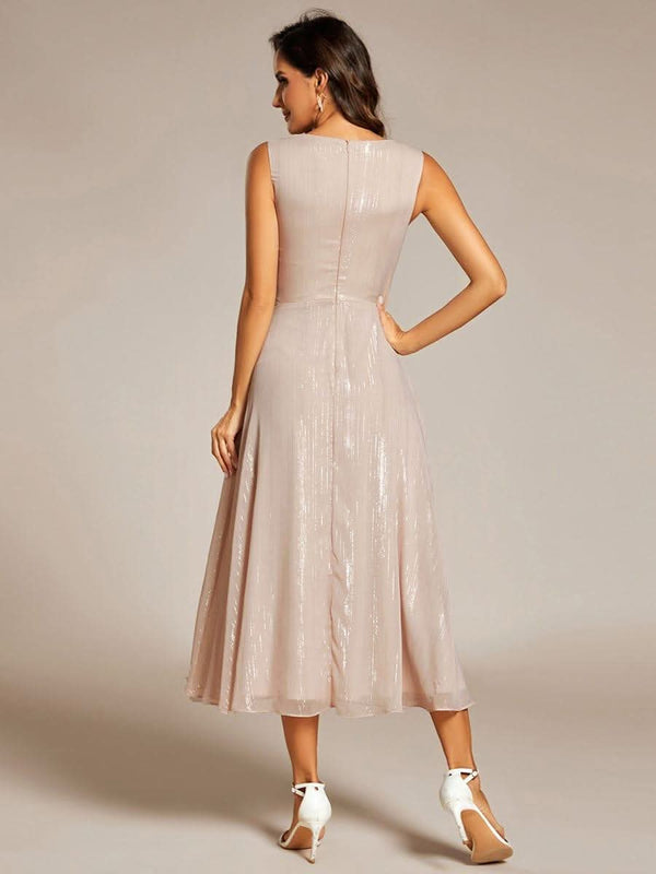 ever EMBER|Glitter Twist Knot See-Through Long Sleeve Wedding Guest Dress