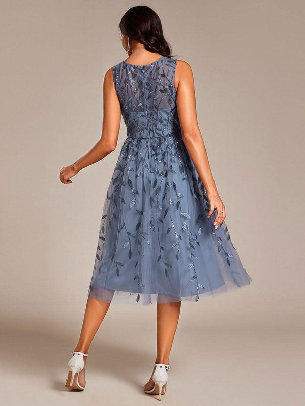 ever ANDIE|Round Neck Sleeveless Sequin Midi Wedding Guest Dress