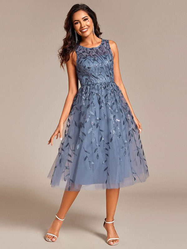 ever ANDIE|Round Neck Sleeveless Sequin Midi Wedding Guest Dress