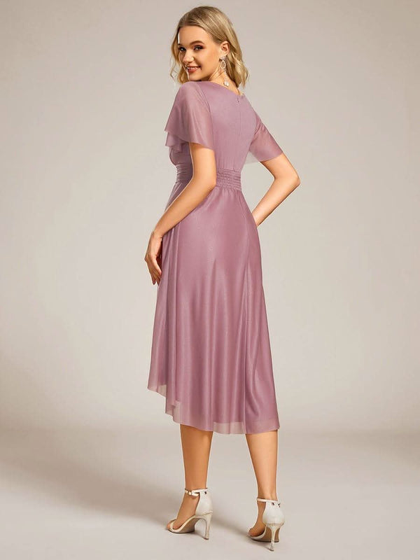 ever CLARYN|Glitter Short Sleeves Round Neck Midi Formal Dress