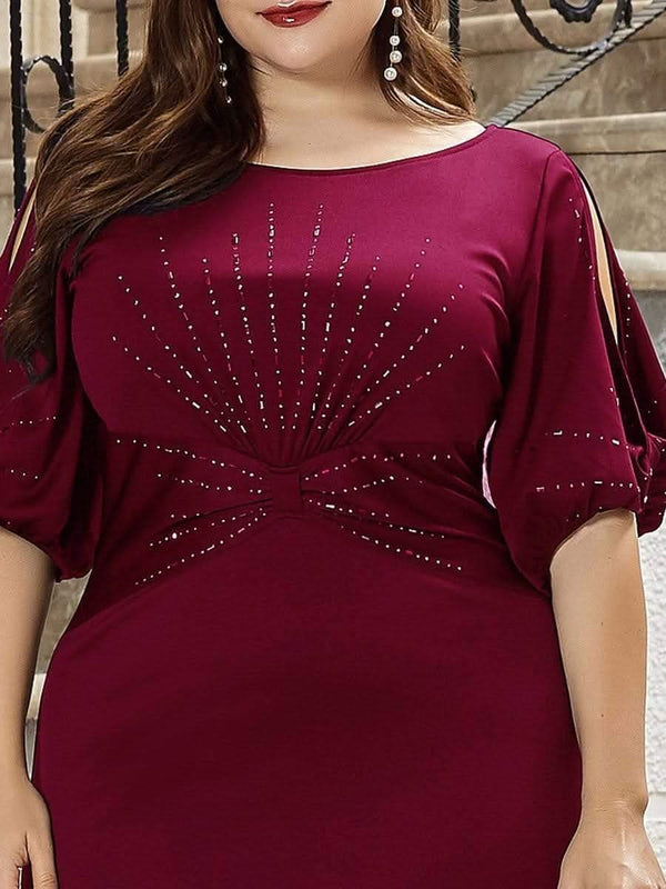 ever VICOTIRE|Round Neck Bodycon Half Sleeve Formal Dress