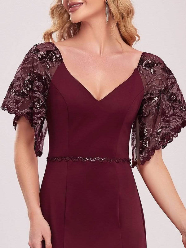 ever SLOANE|Sexy V Neck Maxi Bodycon Mother of the Bride Dress