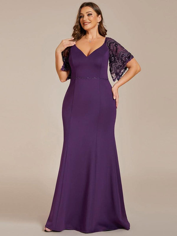 ever SLOANE|Sexy V Neck Maxi Bodycon Mother of the Bride Dress