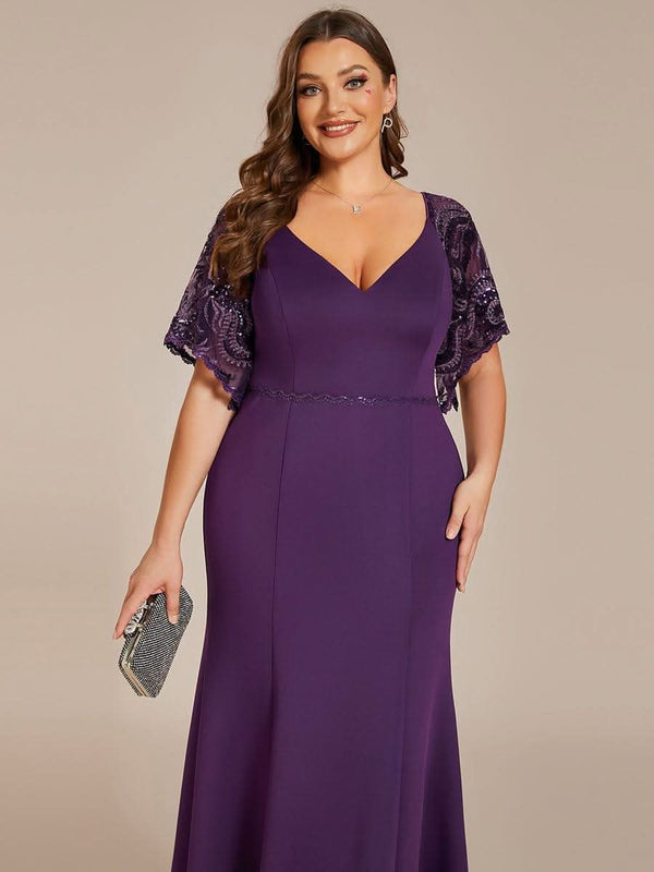 ever SLOANE|Sexy V Neck Maxi Bodycon Mother of the Bride Dress