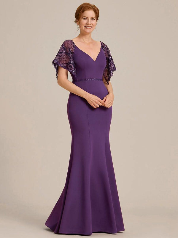 ever SLOANE|Sexy V Neck Maxi Bodycon Mother of the Bride Dress