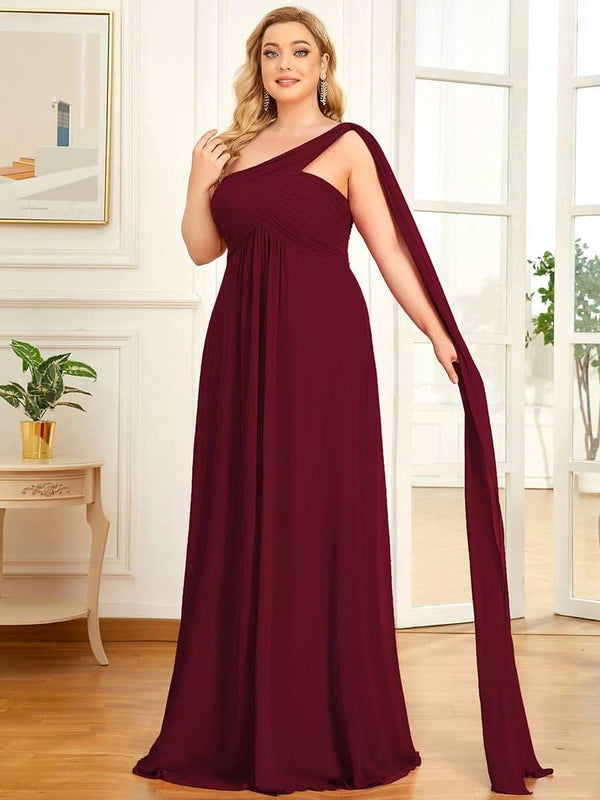 ever ANAYA|One Shoulder Pleated Chiffion Bridesmaid Sleeves1