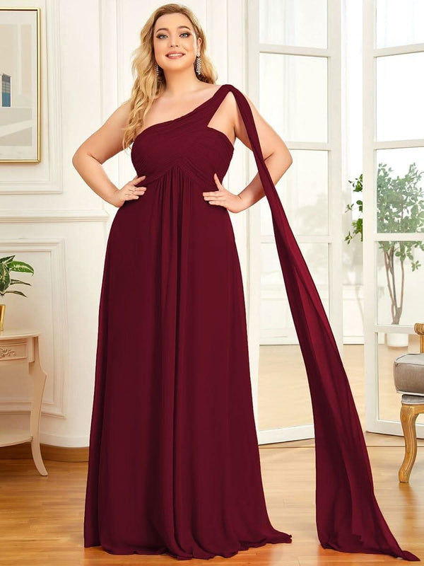 ever ANAYA|One Shoulder Pleated Chiffion Bridesmaid Sleeves1