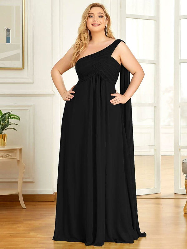 ever ANAYA|One Shoulder Pleated Chiffion Bridesmaid Sleeves1