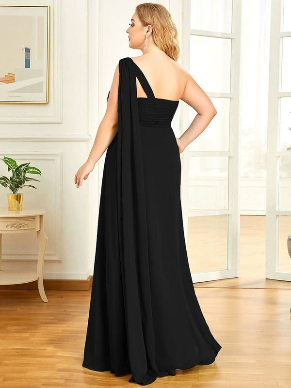 ever ANAYA|One Shoulder Pleated Chiffion Bridesmaid Sleeves1