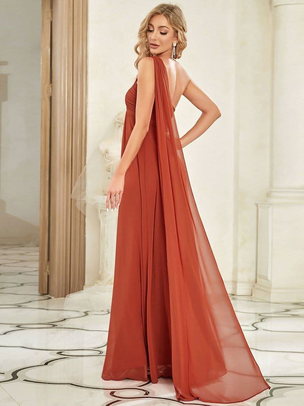 ever ANAYA|One Shoulder Pleated Chiffion Bridesmaid Sleeves1