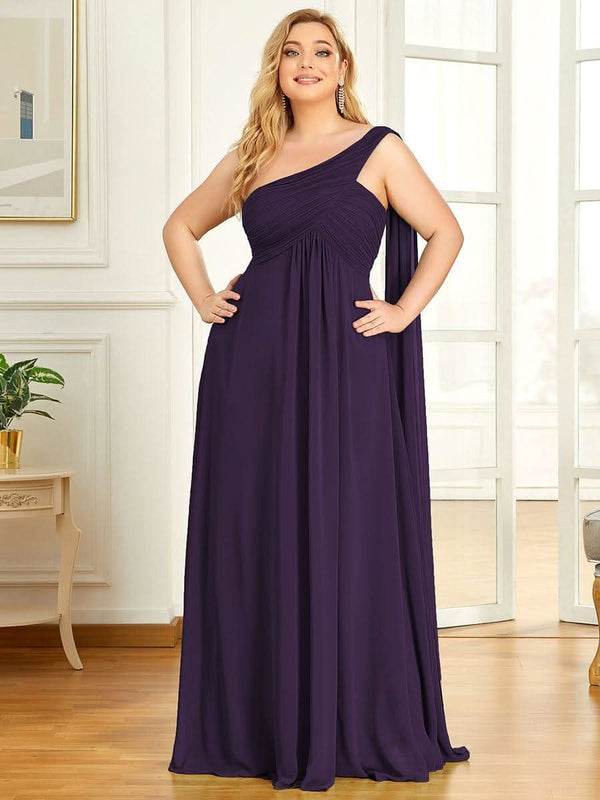 ever ANAYA|One Shoulder Pleated Chiffion Bridesmaid Sleeves1