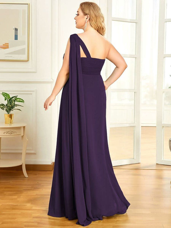 ever ANAYA|One Shoulder Pleated Chiffion Bridesmaid Sleeves1