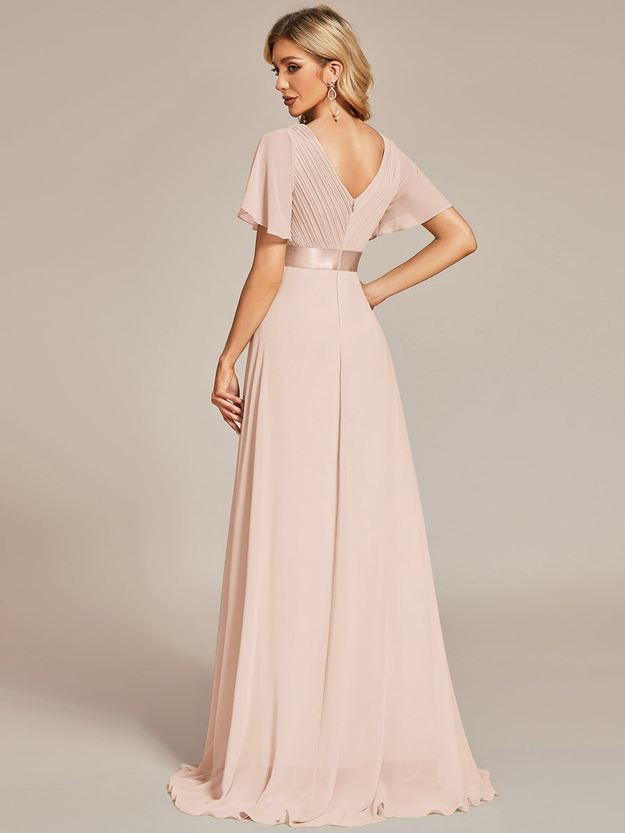 Simple Empire Waist Flowing Sleeves Evening Dress #Blush