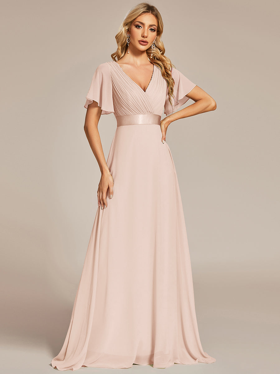 Simple Empire Waist Flowing Sleeves Evening Dress #Blush
