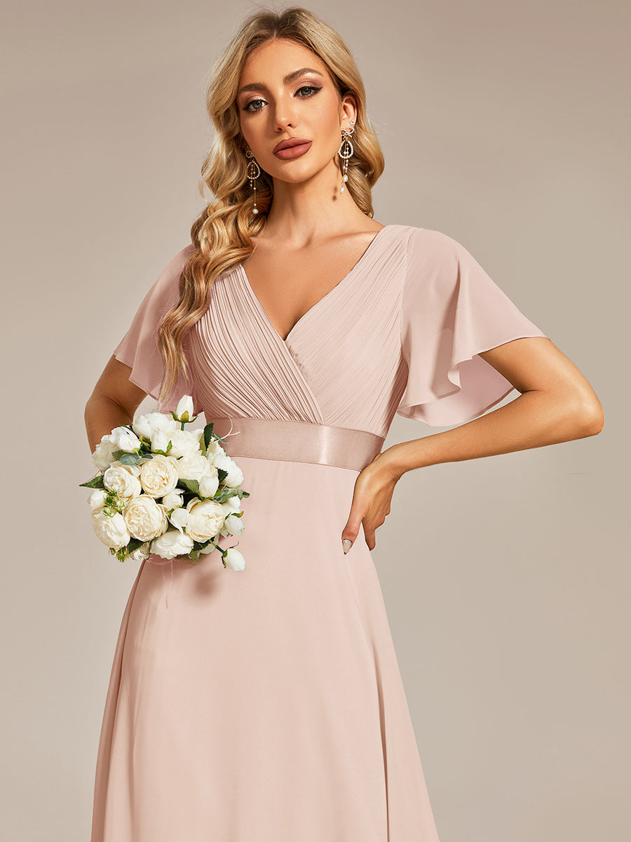 Simple Empire Waist Flowing Sleeves Evening Dress #Blush