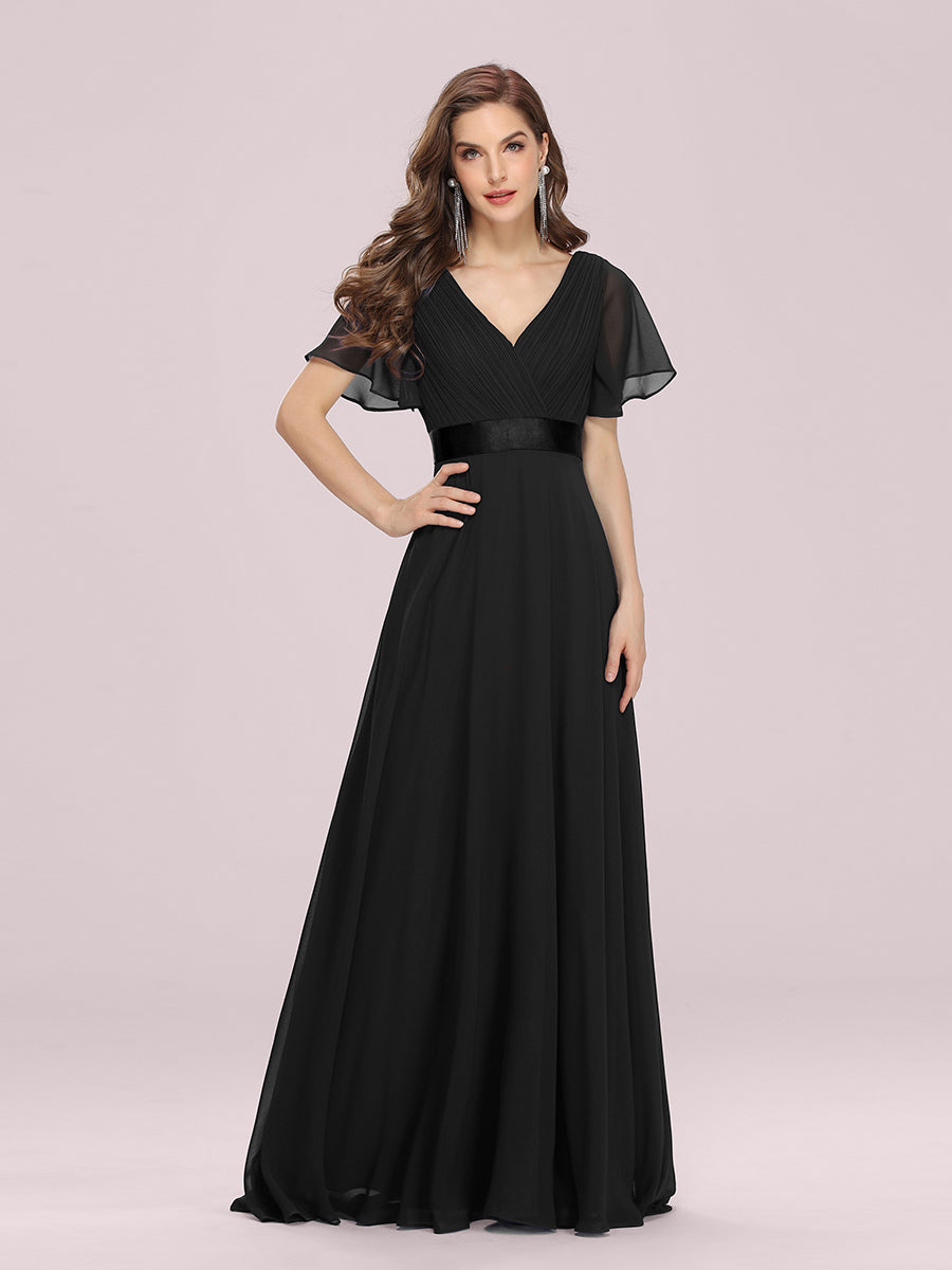 Simple Empire Waist Flowing Sleeves Evening Dress #Black