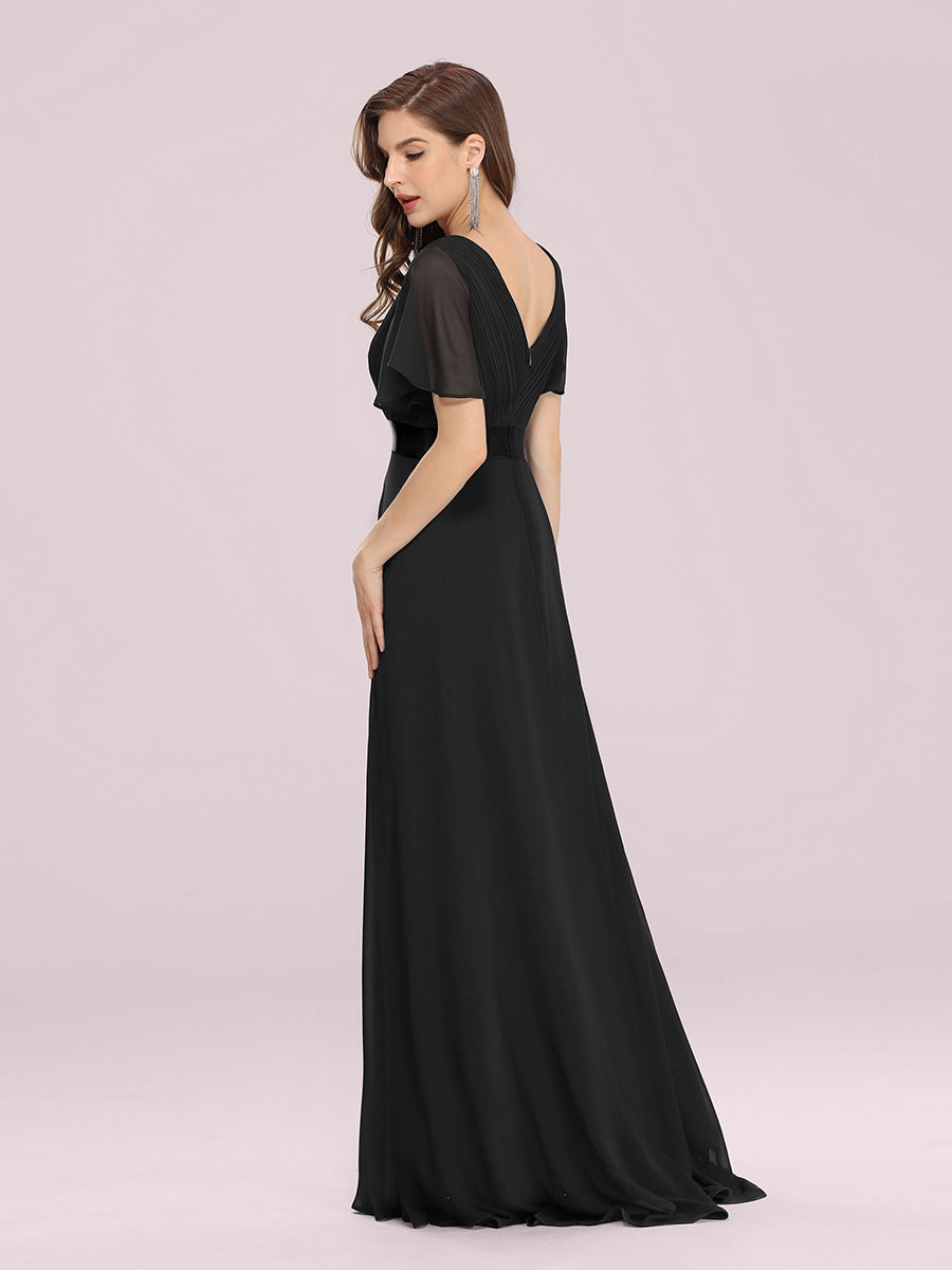 Simple Empire Waist Flowing Sleeves Evening Dress #Black