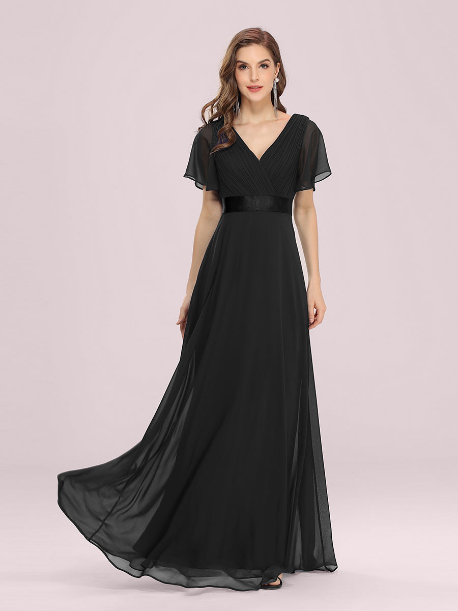 Simple Empire Waist Flowing Sleeves Evening Dress #Black