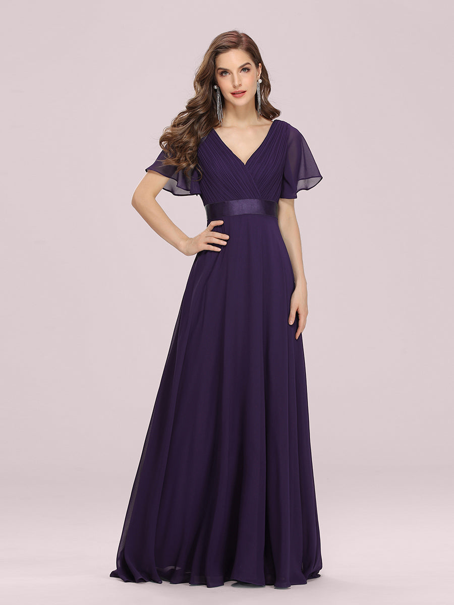 Simple Empire Waist Flowing Sleeves Evening Dress #Dark Purple
