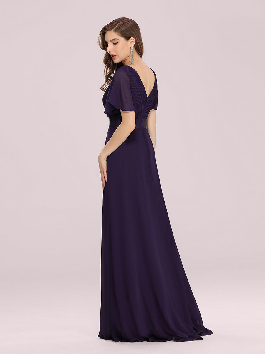 Simple Empire Waist Flowing Sleeves Evening Dress #Dark Purple