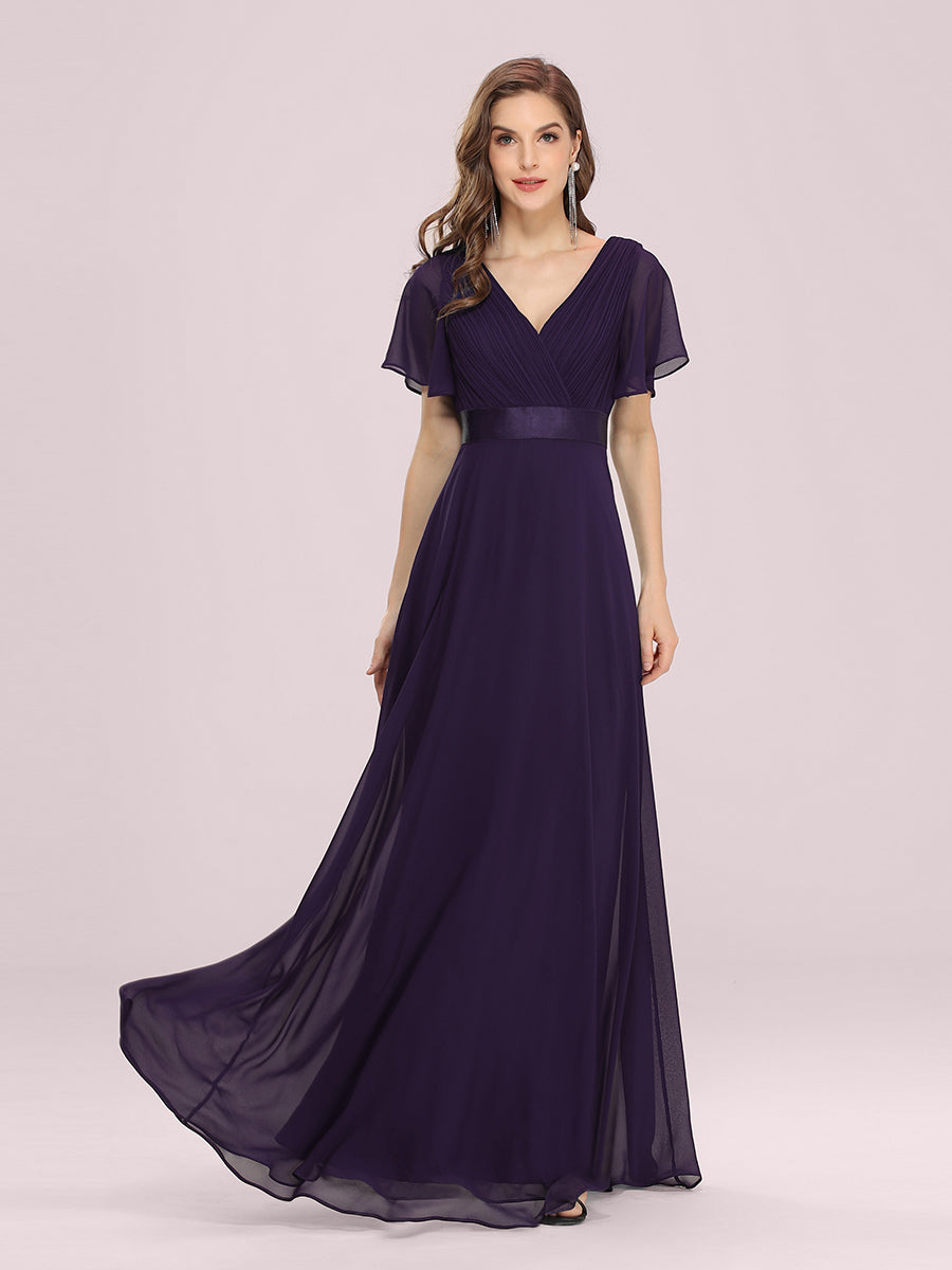 Simple Empire Waist Flowing Sleeves Evening Dress #Dark Purple