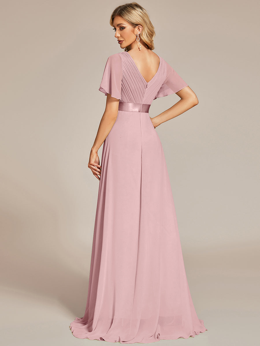 Simple Empire Waist Flowing Sleeves Evening Dress #Dusty Rose