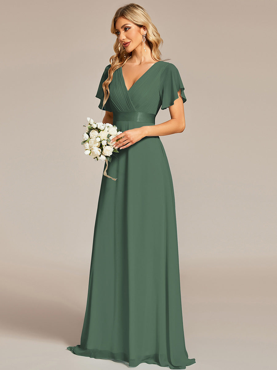 Simple Empire Waist Flowing Sleeves Evening Dress #Eucalyptus