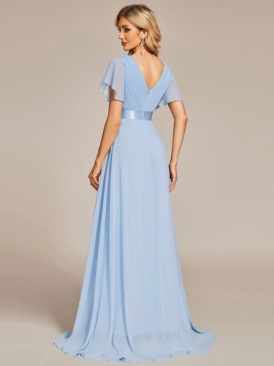 Simple Empire Waist Flowing Sleeves Evening Dress #Ice Blue