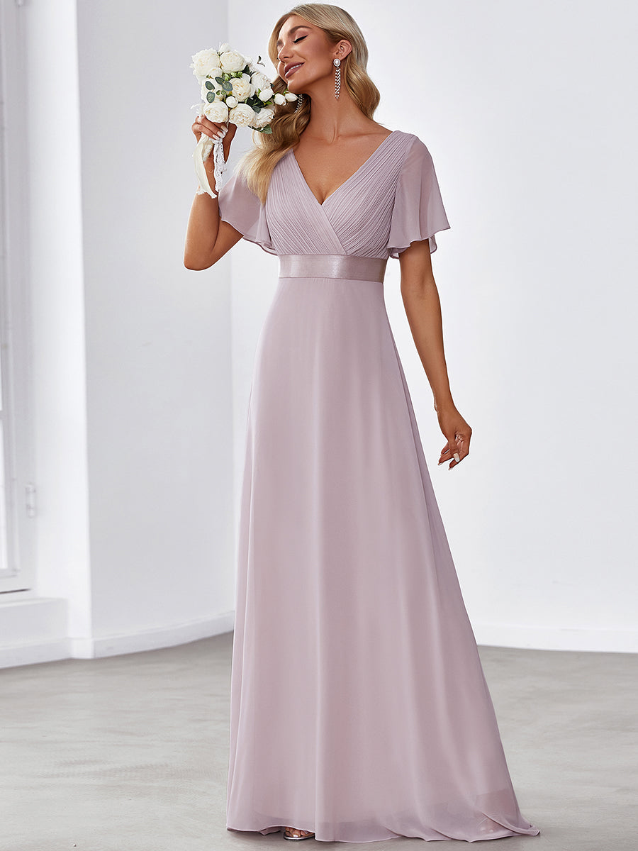 Simple Empire Waist Flowing Sleeves Evening Dress #Light Lilac