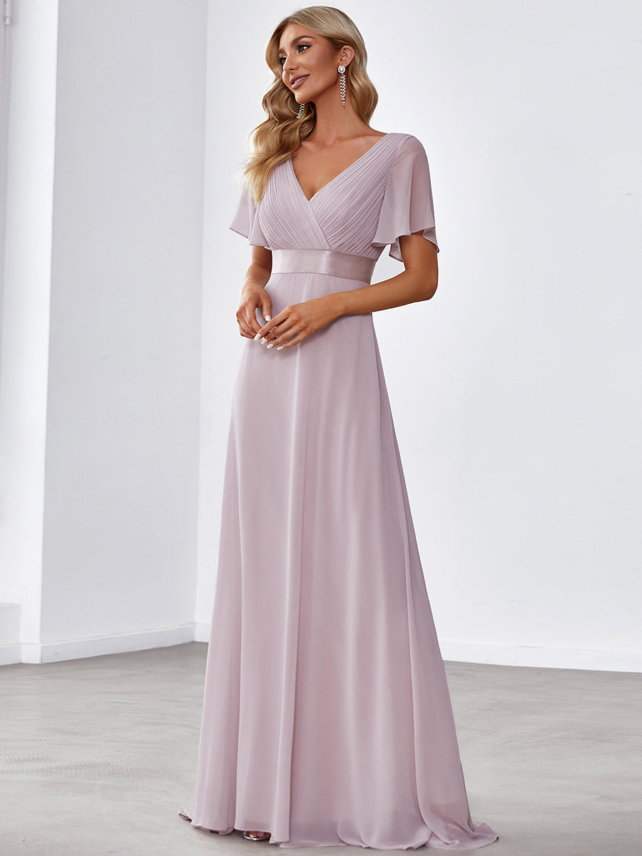 Simple Empire Waist Flowing Sleeves Evening Dress #Light Lilac
