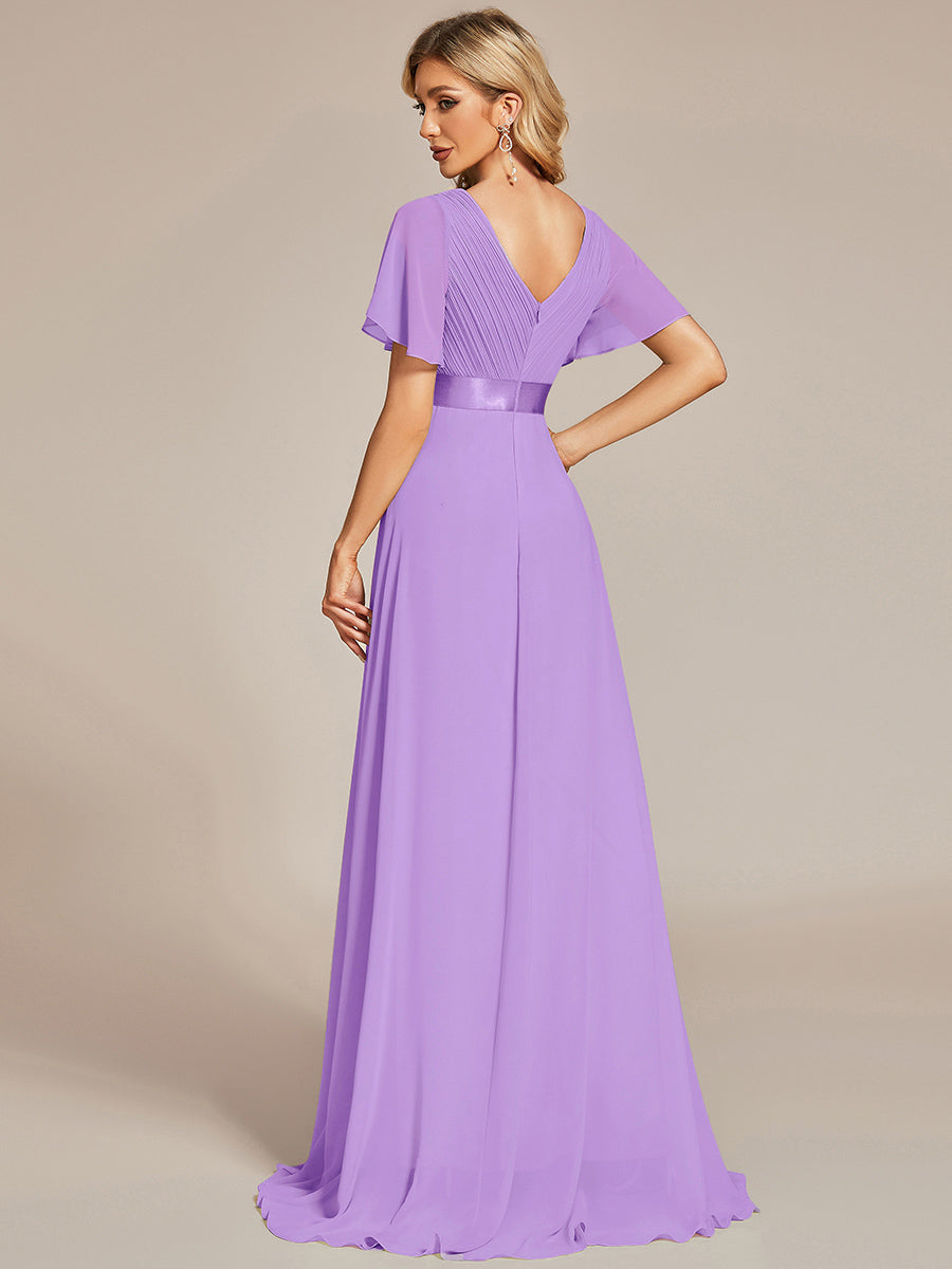 Simple Empire Waist Flowing Sleeves Evening Dress #Lavender