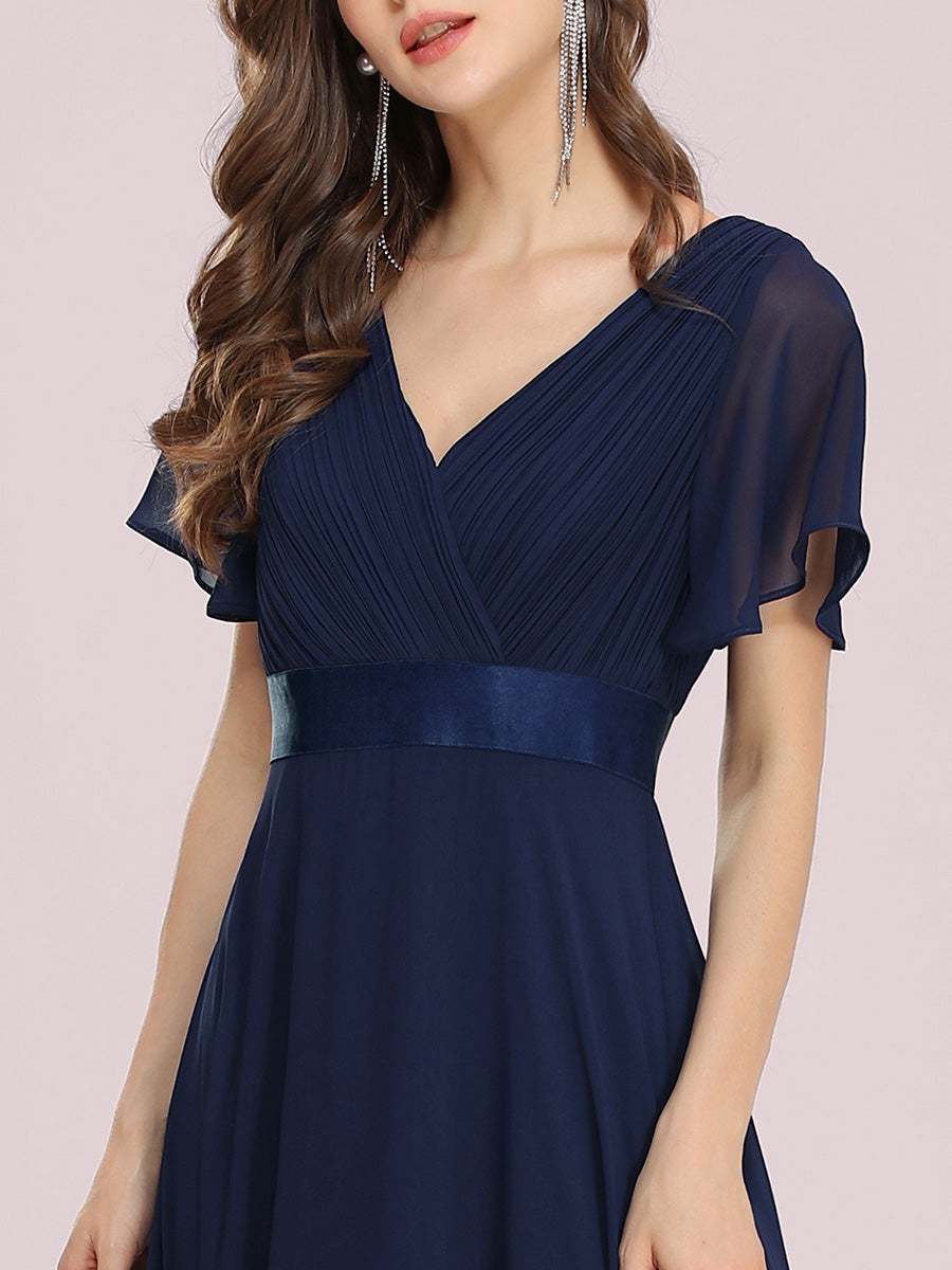 Simple Empire Waist Flowing Sleeves Evening Dress #Navy Blue
