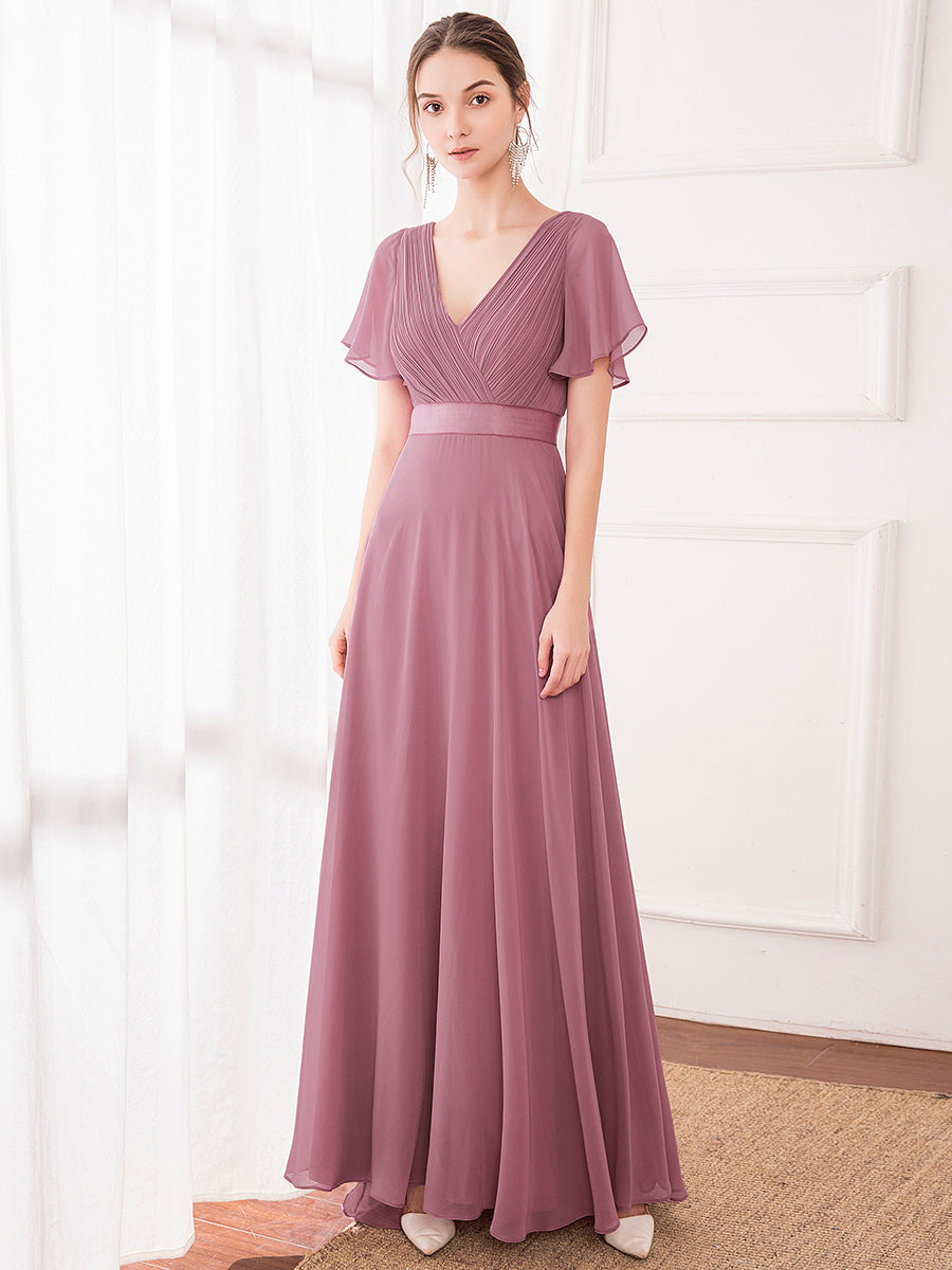 Simple Empire Waist Flowing Sleeves Evening Dress #Purple Orchid