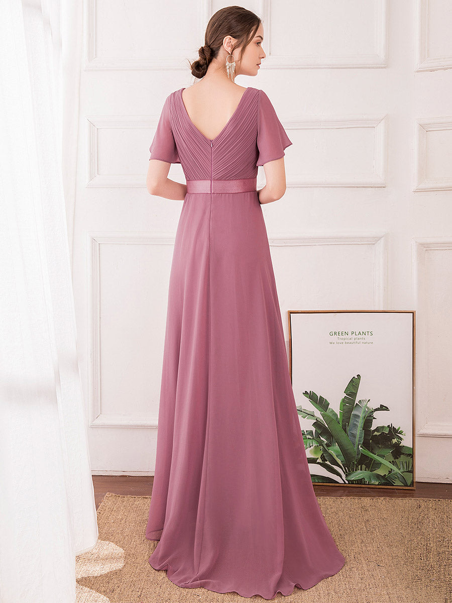 Simple Empire Waist Flowing Sleeves Evening Dress #Purple Orchid