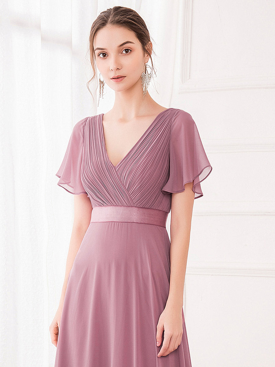 Simple Empire Waist Flowing Sleeves Evening Dress #Purple Orchid