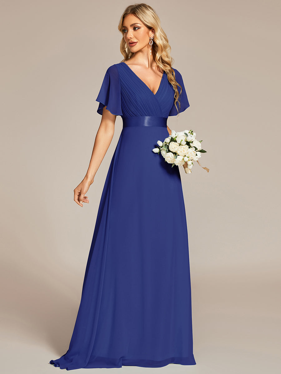 Simple Empire Waist Flowing Sleeves Evening Dress #Sapphire Blue