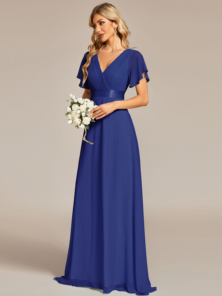 Simple Empire Waist Flowing Sleeves Evening Dress #Sapphire Blue