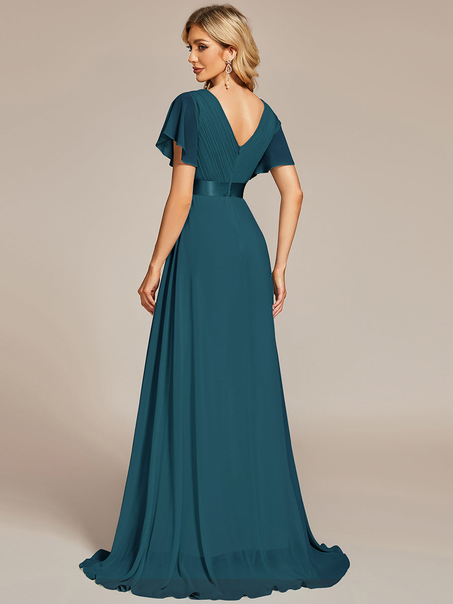 Simple Empire Waist Flowing Sleeves Evening Dress #Teal