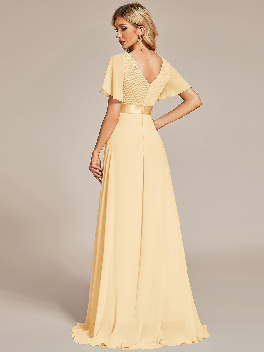 Simple Empire Waist Flowing Sleeves Evening Dress #Yellow