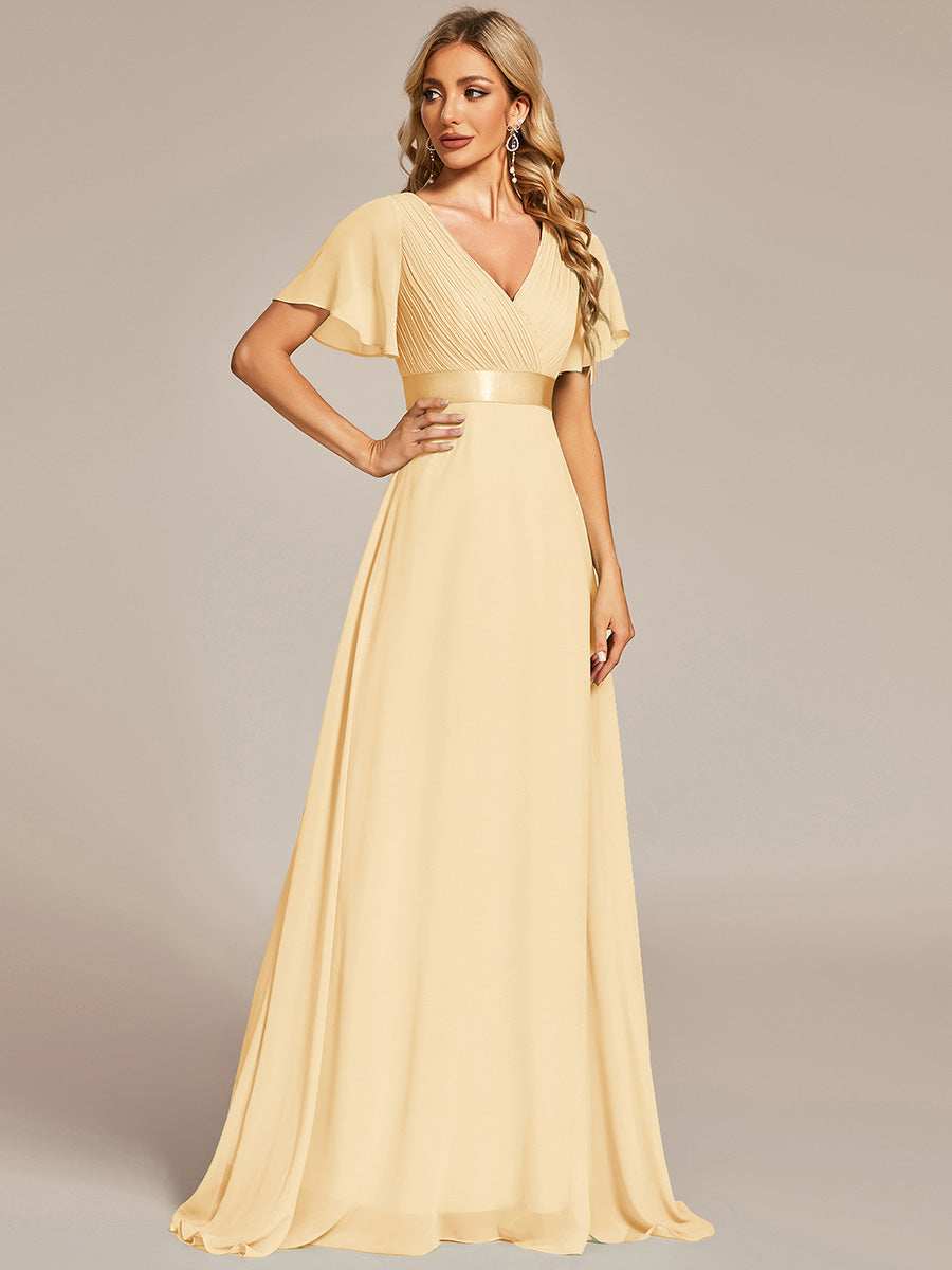 Simple Empire Waist Flowing Sleeves Evening Dress #Yellow