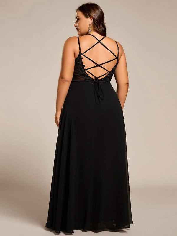 pretty RUBY|Plus Size Convertible Lace-Up Chiffon Bridesmaid Dress