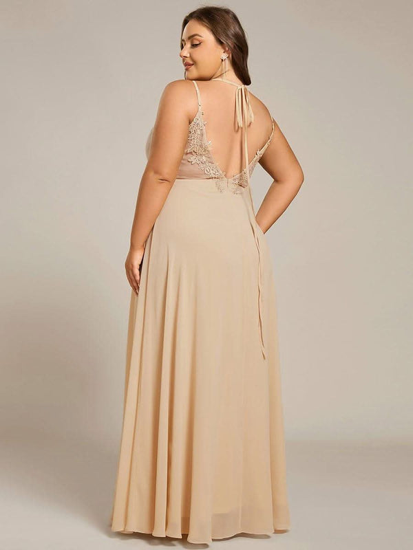 pretty RUBY|Plus Size Convertible Lace-Up Chiffon Bridesmaid Dress