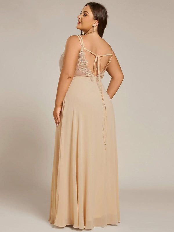 pretty RUBY|Plus Size Convertible Lace-Up Chiffon Bridesmaid Dress